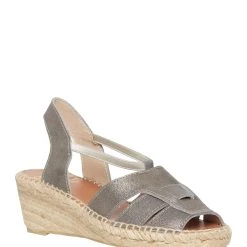 Andre Assous women DORIT PEWTER ESPADRILLE WEDGE SANDAL