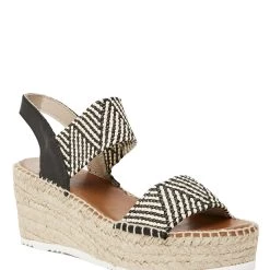 Andre Assous women CANDY BLACK / WHITE ESPADRILLE WEDGE SANDAL