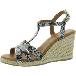 Andre Assous Madina Womens Padded Insole T-Strap Wedge Sandals